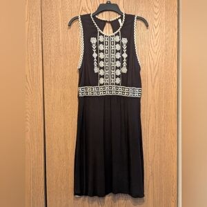 Chocolate Brown Embroidered Sleeveless Dress